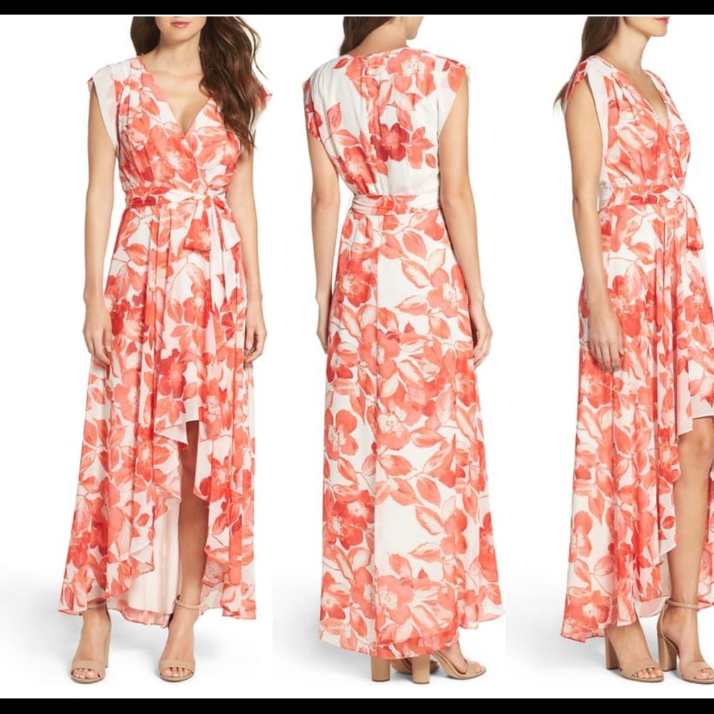 Eliza J Surplice Obi High/Low Dress